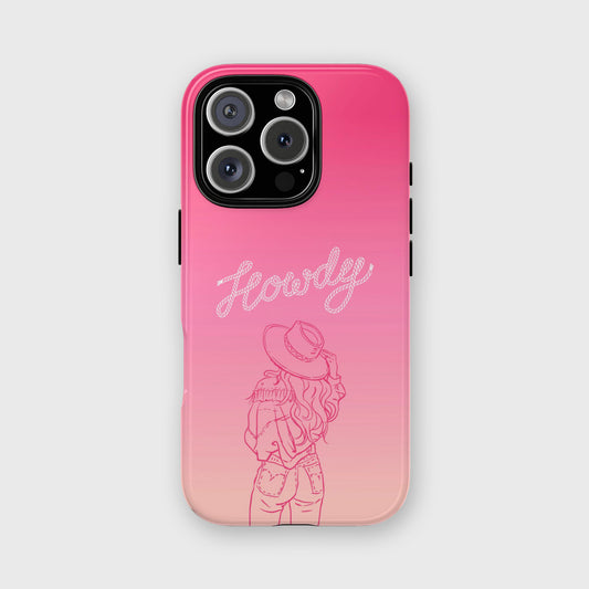 Western Howdy iPhone Case, Cowgirl Phone Cover, Wild West, Cowboy, Rodeo, Country Girls, Morgan Wallen, Pink, Country Era, Girls, Womens
