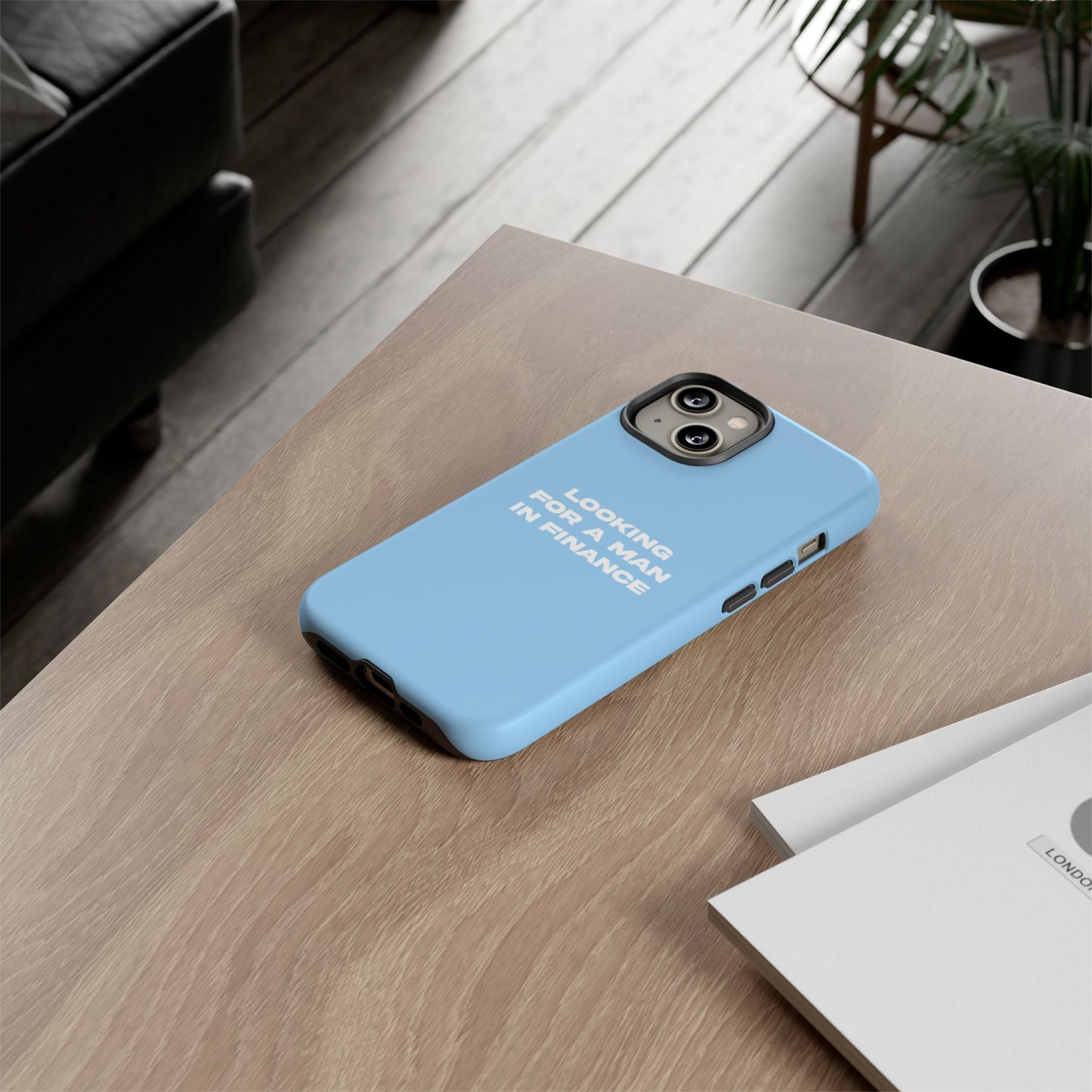 Looking For A Man In Finance iPhone Case (Blue)